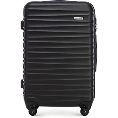 WITTCHEN Reisekoffer Rollkoffer Trolley Mittlerer Koffer Reisekoffer Hartschale aus ABS Mittelgroßkoffer mit 4 Spinner-Rollen Zahlenschloss Groove Line Größe M schwarz Lufthansa/Eurowings/Ryanair WITTCHEN Reisekoffer Rollkoffer Trolley Mittlerer Koffer Reisekoffer Hartschale aus ABS Mittelgroßkoffer mit 4 Spinner-Rollen Zahlenschloss Groove Line Größe M schwarz Lufthansa/Eurowings/Ryanair