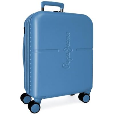Pepe Jeans Highlight Blauer Kabinenkoffer, 40 x 55 x 20 cm, starrer ABS-integrierter TSA-Verschluss, 3.7L 2.8kg 4 Doppelrollen, ausziehbares Handgepäck von Joumma Bags Pepe Jeans Highlight Blauer Kabinenkoffer, 40 x 55 x 20 cm, starrer ABS-integrierter TSA-Verschluss, 3.7L 2.8kg 4 Doppelrollen, ausziehbares Handgepäck von Joumma Bags