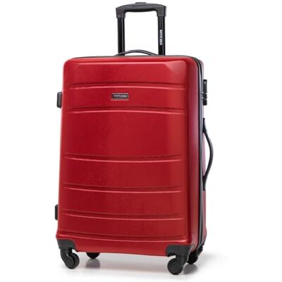 WITTCHEN Globe Line Mittelgroßer Koffer Trolley Reisekoffer Aufgabegepäck aus ABS Hartschale 4 Rollen Zahlenschloss Größe M Rot Lufthansa/Eurowings/Ryanair/Condor/Discover Airlines WITTCHEN Globe Line Mittelgroßer Koffer Trolley Reisekoffer Aufgabegepäck aus ABS Hartschale 4 Rollen Zahlenschloss Größe M Rot Lufthansa/Eurowings/Ryanair/Condor/Discover Airlines
