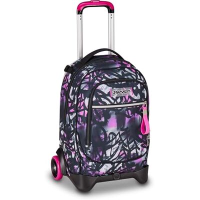 Seven New Tech Schulranzen mit Rollen, 33 Liter, Doppelfach, Trinkflaschenfach, 3 in 1 multifunktional, versteckbare Schultergurte, Schule und Freizeit, Mädchen und Jungen, pink Seven New Tech Schulranzen mit Rollen, 33 Liter, Doppelfach, Trinkflaschenfach, 3 in 1 multifunktional, versteckbare Schultergurte, Schule und Freizeit, Mädchen und Jungen, pink