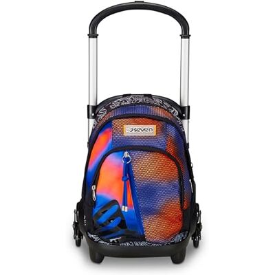 Seven Flex Schulranzen mit Trolley-Funktion, Rucksack mit Rollen, zum Ziehen, für Schule Sport Freizeit, ab 1. Klasse, 3 in 1, mit Trinkflaschenfach, für Kinder, orange-blau Seven Flex Schulranzen mit Trolley-Funktion, Rucksack mit Rollen, zum Ziehen, für Schule Sport Freizeit, ab 1. Klasse, 3 in 1, mit Trinkflaschenfach, für Kinder, orange-blau