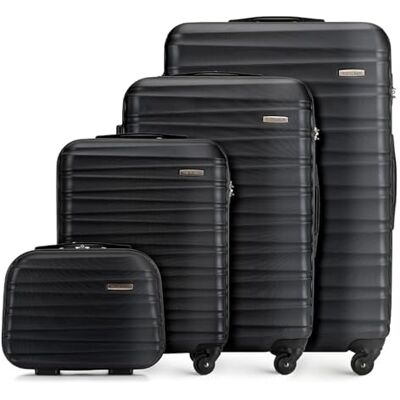 WITTCHEN Reisekoffer 4er Koffer-Set Rollkoffer Trolley Handgepäck Gepäck Reisekoffer Set Hartschale aus ABS 4 Spinner-Rollen Zahlenschloss Groove Line schwarz Lufthansa/Eurowings/Ryanair/Condor WITTCHEN Reisekoffer 4er Koffer-Set Rollkoffer Trolley Handgepäck Gepäck Reisekoffer Set Hartschale aus ABS 4 Spinner-Rollen Zahlenschloss Groove Line schwarz Lufthansa/Eurowings/Ryanair/Condor