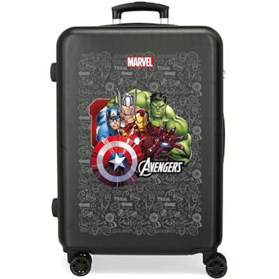Marvel Joumma Team Avengers Mittelgroßer Koffer, 46 x 65 x 23 cm, starres 3 kg -Seitenkombinationsschloss, ABS 3 kg 56L, Schwarz Marvel Joumma Team Avengers Mittelgroßer Koffer, 46 x 65 x 23 cm, starres 3 kg -Seitenkombinationsschloss, ABS 3 kg 56L, Schwarz