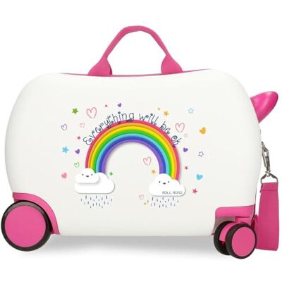 Roll Road Everything is Ok Kinderkoffer, weiß, 45 x 31 x 20 cm, Harter ABS-Kunststoff, 24,6 l, 1,8 kg, 4 Räder, Handgepäck, weiß, Kinderkoffer Roll Road Everything is Ok Kinderkoffer, weiß, 45 x 31 x 20 cm, Harter ABS-Kunststoff, 24,6 l, 1,8 kg, 4 Räder, Handgepäck, weiß, Kinderkoffer