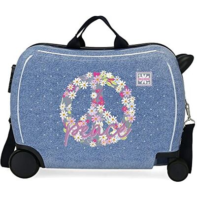 Roll Road Peace Blauer Kinderkoffer, 50 x 39 x 20 cm, starres ABS, seitliches Zahlenschloss, 38 l, 1,8 kg, 4 Doppelrollen, Handgepäck Roll Road Peace Blauer Kinderkoffer, 50 x 39 x 20 cm, starres ABS, seitliches Zahlenschloss, 38 l, 1,8 kg, 4 Doppelrollen, Handgepäck