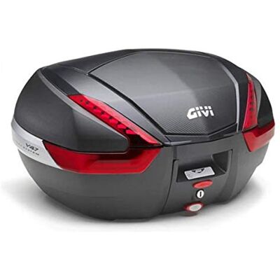 Givi V47 Monokey Topcase mit Blende in Carbon-Optik und roten Reflektoren Givi V47 Monokey Topcase mit Blende in Carbon-Optik und roten Reflektoren