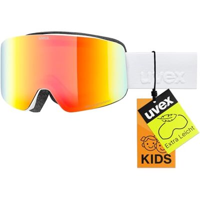 Uvex pwdr FM stylische, verspiegelte Skibrille mit weitem Sichtfeld und Anti-Fog-Beschichtung mit ausgewachsenen Features für Kinder white matt/rainbow-clear one size Uvex pwdr FM stylische, verspiegelte Skibrille mit weitem Sichtfeld und Anti-Fog-Beschichtung mit ausgewachsenen Features für Kinder white matt/rainbow-clear one size