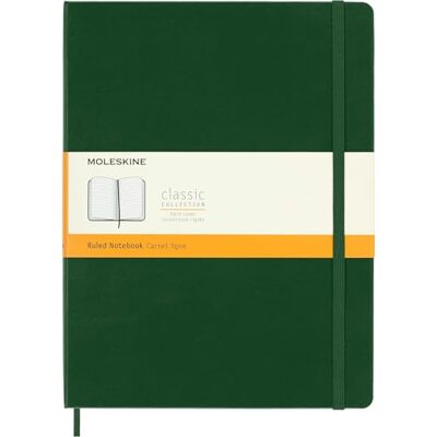Moleskine Klassisches Notizbuch, Liniertes Notizbuch, Hardcover und Elastischer Verschluss, Größe XL 19 x 25 cm, Farbe Myrtegrün, 192 Seiten Moleskine Klassisches Notizbuch, Liniertes Notizbuch, Hardcover und Elastischer Verschluss, Größe XL 19 x 25 cm, Farbe Myrtegrün, 192 Seiten