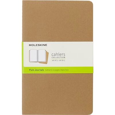 Moleskine Cahier Journal, Set 3 Notizbüchern mit Blanken Seiten, Kartoneinband mit Sichtbarer Baumwollnaht, Farbe Kraftbraun, Large 13 x 21 cm, 80 Seiten Moleskine Cahier Journal, Set 3 Notizbüchern mit Blanken Seiten, Kartoneinband mit Sichtbarer Baumwollnaht, Farbe Kraftbraun, Large 13 x 21 cm, 80 Seiten