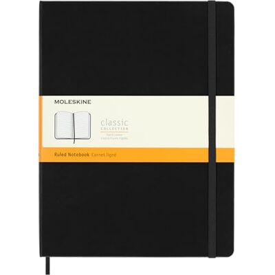 Moleskine Notizbuch, Liniert, harte Hülle, XL, schwarz Moleskine Notizbuch, Liniert, harte Hülle, XL, schwarz
