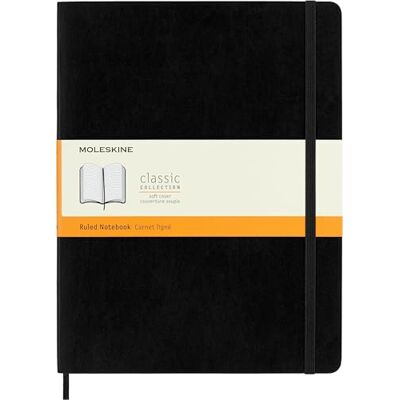 Moleskine Classic Notebook, Notizbuch Mit Linierten Seiten, Softcover Mit Gummiband, Farbe Schwarz, XL 19 x 25 cm, 192 Seiten Moleskine Classic Notebook, Notizbuch Mit Linierten Seiten, Softcover Mit Gummiband, Farbe Schwarz, XL 19 x 25 cm, 192 Seiten