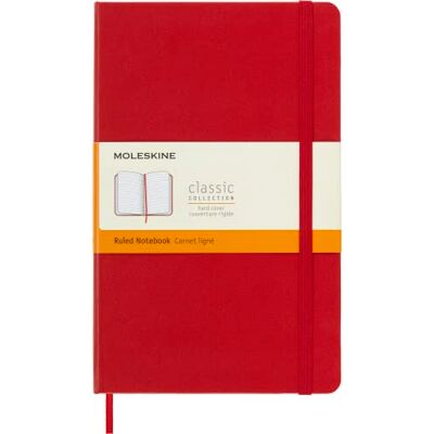 Moleskine Klassisches Notizbuch, Liniertes Notizbuch, Hardcover und Elastischer Verschluss, Großes Format 13 x 21 cm, Scharlachroter Farbton, 240 Seiten Moleskine Klassisches Notizbuch, Liniertes Notizbuch, Hardcover und Elastischer Verschluss, Großes Format 13 x 21 cm, Scharlachroter Farbton, 240 Seiten