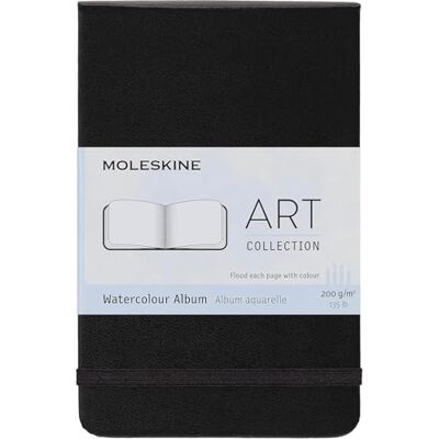 Moleskine Art Watercolour Album, Aquarellalbum mit Hardcover und Gummiband, Blankoseiten Geeignet für Aquarell und Aquarellstifte, Schwarz, Pocket Size 9 x 14 cm, 60 Seiten Moleskine Art Watercolour Album, Aquarellalbum mit Hardcover und Gummiband, Blankoseiten Geeignet für Aquarell und Aquarellstifte, Schwarz, Pocket Size 9 x 14 cm, 60 Seiten