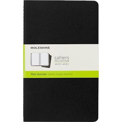 Moleskine Cahier Journal (3er Set Notizbücher mit blanko Seiten, Kartoneinband und Baumwollstickerei, Large 13 x 21 cm, 80 Seiten), schwarz Moleskine Cahier Journal (3er Set Notizbücher mit blanko Seiten, Kartoneinband und Baumwollstickerei, Large 13 x 21 cm, 80 Seiten), schwarz