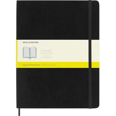 Moleskine Klassisches Notizbuch, Kariertes Notizbuch, Weicher Einband und Elastischer Verschluss, Größe XL 19 x 25 cm, Farbe Schwarz, 192 Seiten Moleskine Klassisches Notizbuch, Kariertes Notizbuch, Weicher Einband und Elastischer Verschluss, Größe XL 19 x 25 cm, Farbe Schwarz, 192 Seiten