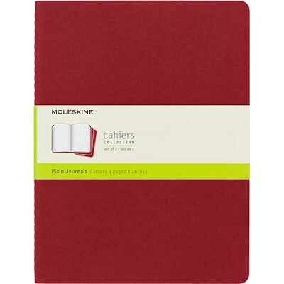 Moleskine Cahier Journal, 3er-Set Notizbücher mit blanken Seiten, Kartoneinband mit sichtbarer Naht, Farbe Cranberry Rot, 120 Seiten, Extra Large 19 x 25 cm Moleskine Cahier Journal, 3er-Set Notizbücher mit blanken Seiten, Kartoneinband mit sichtbarer Naht, Farbe Cranberry Rot, 120 Seiten, Extra Large 19 x 25 cm