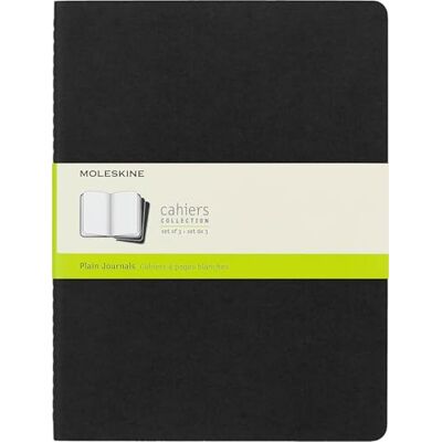 Moleskine Cahier Journal, Set mit 3 Notizbüchern mit weißen Seiten, Kartonabdeckung, extra großen Abmessungen 19 x 25 cm, Farbe Schwarz, 120 Seiten Moleskine Cahier Journal, Set mit 3 Notizbüchern mit weißen Seiten, Kartonabdeckung, extra großen Abmessungen 19 x 25 cm, Farbe Schwarz, 120 Seiten