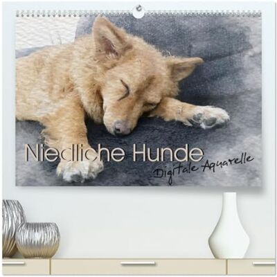 CALVENDO Kalender 2027 · Niedliche Hunde Digitale Aquarelle Tauchen Sie ein in die Welt der süßesten Begleiter · DIN A2 quer · Premium Wandkalender CALVENDO Kalender 2027 · Niedliche Hunde Digitale Aquarelle Tauchen Sie ein in die Welt der süßesten Begleiter · DIN A2 quer · Premium Wandkalender