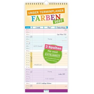 TROTSCH TRÖTSCH Unser Terminplaner Farben 2027: Wandkalender mit 3 Spalten TROTSCH TRÖTSCH Unser Terminplaner Farben 2027: Wandkalender mit 3 Spalten