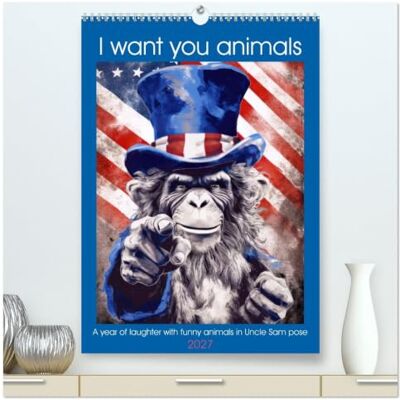 CALVENDO I want you animals (High Quality Wall Calendar 2027 DIN A2 portrait), 12 Month Wall Calendar: A year of laughter with funny animals in Uncle Sam pose ( Places) CALVENDO I want you animals (High Quality Wall Calendar 2027 DIN A2 portrait), 12 Month Wall Calendar: A year of laughter with funny animals in Uncle Sam pose ( Places)
