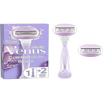 Gillette Venus Comfortglide Breeze Rasierer, 1 Griff, 2 Nachfüllklingen, 3 Klingen, sanfte Rasur Gillette Venus Comfortglide Breeze Rasierer, 1 Griff, 2 Nachfüllklingen, 3 Klingen, sanfte Rasur