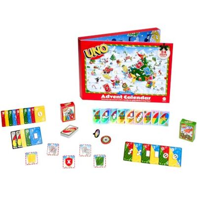 Mattel Adventskalender, ab 7 Jahren, 2-4 Spieler Adventskalender für Kinder und Erwachsene mit UNO-Kartenspiel und Spielsteinen für 2-4 Spieler, JNL24 Mattel Adventskalender, ab 7 Jahren, 2-4 Spieler Adventskalender für Kinder und Erwachsene mit UNO-Kartenspiel und Spielsteinen für 2-4 Spieler, JNL24