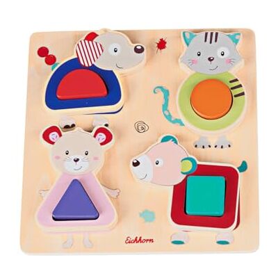 Eichhorn Friends Figuren-Puzzle 9-teiliges Holzpuzzle mit Katze, Bär, Maus und Hund, fördert erstes Greifen und Zuordnen, aus FSC zertifiziertem Lindenholz, bunt, ab 1 Jahr Eichhorn Friends Figuren-Puzzle 9-teiliges Holzpuzzle mit Katze, Bär, Maus und Hund, fördert erstes Greifen und Zuordnen, aus FSC zertifiziertem Lindenholz, bunt, ab 1 Jahr