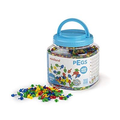 Miniland Mosaikstecker Pegs 10 mm 2600 Teile, Grundfarben-31810 Miniland Mosaikstecker Pegs 10 mm 2600 Teile, Grundfarben-31810