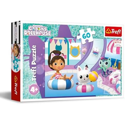 Trefl Puzzle 60 Teile, Gabby im Schwimmbad,Gabby's Dollhouse, 4+ Trefl Puzzle 60 Teile, Gabby im Schwimmbad,Gabby's Dollhouse, 4+