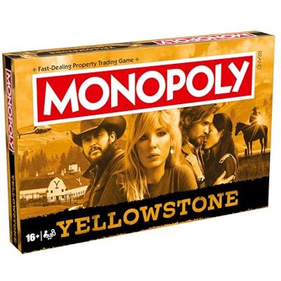 Winning Moves Yellowstone Monopoly-Brettspiel, Advance to Dutton Ranch Main House, Summer Camp and trade your way to success, great gift for ages 16 plus Winning Moves Yellowstone Monopoly-Brettspiel, Advance to Dutton Ranch Main House, Summer Camp and trade your way to success, great gift for ages 16 plus