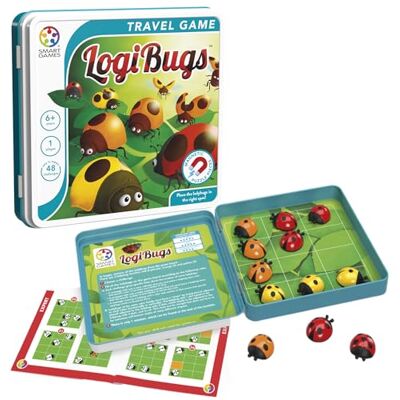 SmartGames Logibugs, Magnetic Puzzle Game in Tin with 48 Challenges, Ages 6+, Rot, Orange, Gelb SmartGames Logibugs, Magnetic Puzzle Game in Tin with 48 Challenges, Ages 6+, Rot, Orange, Gelb