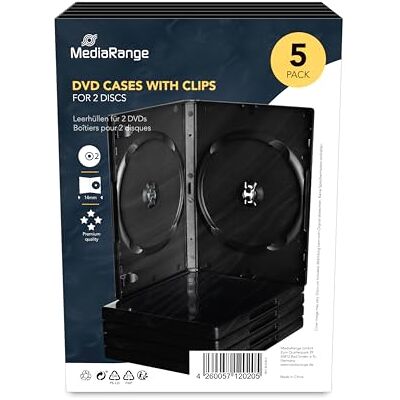 MediaRange DVD-Hülle, für 2 Discs, 14 mm, Schwarz, 5er-Pack 5er-Pack Coverfolie Booklet-Halter für 2 Discs MediaRange DVD-Hülle, für 2 Discs, 14 mm, Schwarz, 5er-Pack 5er-Pack Coverfolie Booklet-Halter für 2 Discs