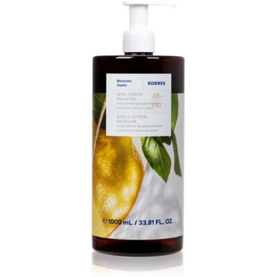 Korres Basil Lemon felfrissítő tusfürdő gél 1000 ml Korres Basil Lemon felfrissítő tusfürdő gél 1000 ml