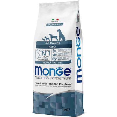 Monge pisztráng és rizs kutyatáp - Minden fajta 12kg Monge pisztráng és rizs kutyatáp - Minden fajta 12kg
