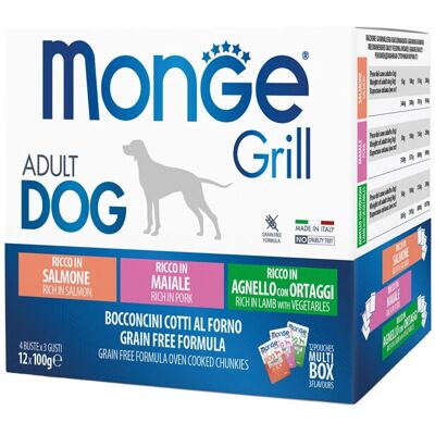 Monge kutya nedves étel - Multi Pouches lazac, sertés, bárány - 12x100g Monge kutya nedves étel - Multi Pouches lazac, sertés, bárány - 12x100g