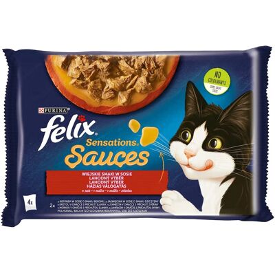 Felix Sensations Sauces Házias Válogatás Nedves Macskaeledel Szószban - 4x85 g Felix Sensations Sauces Házias Válogatás Nedves Macskaeledel Szószban - 4x85 g