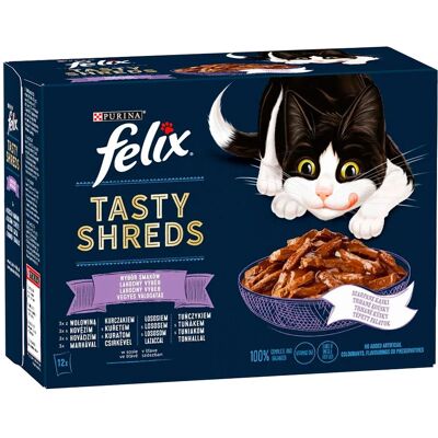 Felix Shreds Vegyes Válogatás Nedves Macskaeledel Szószban - 12x80 g Felix Shreds Vegyes Válogatás Nedves Macskaeledel Szószban - 12x80 g