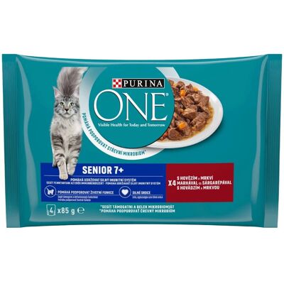 Purina One Senior Nedves Macskaeledel (Marha és Sárgarépa) - 4x85 g Purina One Senior Nedves Macskaeledel (Marha és Sárgarépa) - 4x85 g