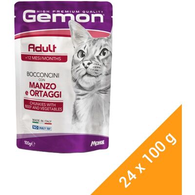 GEMON Macskaeledel - Felnőtt - Marha & Zöldség - 24x100G GEMON Macskaeledel - Felnőtt - Marha & Zöldség - 24x100G