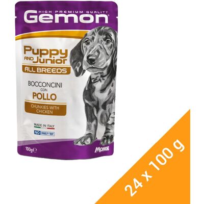 GEMON Nedves kutyaeledel kölyökkutyáknak és fiatal kutyáknak 24x100G GEMON Nedves kutyaeledel kölyökkutyáknak és fiatal kutyáknak 24x100G