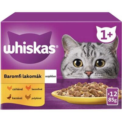 Whiskas Szárnyas Válogatás Alutasakos Macskaeledel Aszpikban (Csirke, Baromfi, Kacsa, Pulyka) - 12x85 g Whiskas Szárnyas Válogatás Alutasakos Macskaeledel Aszpikban (Csirke, Baromfi, Kacsa, Pulyka) - 12x85 g