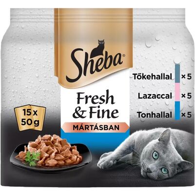 Sheba Fresh & Fine Alutasakos Macskaeledel (Tőkehal, Lazac, Tonhal) - 15x50 g Sheba Fresh & Fine Alutasakos Macskaeledel (Tőkehal, Lazac, Tonhal) - 15x50 g