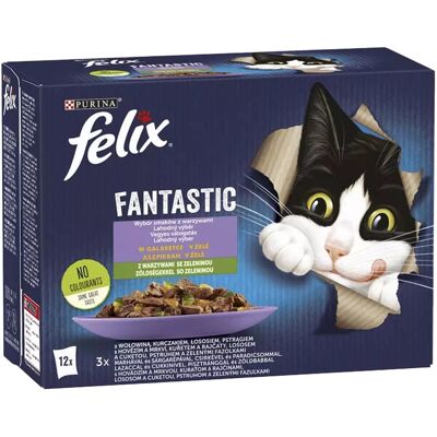 Felix Fantastic Házias Válogatás Nedves Macskaeledel Aszpikban (Marha és Sárgarépa, Csirke és Paradicsom, Lazac és Cukkini, Pisztráng és Zöldbab) - 12x85 g Felix Fantastic Házias Válogatás Nedves Macskaeledel Aszpikban (Marha és Sárgarépa, Csirke és Paradicsom, Lazac és Cukkini, Pisztráng és Zöldbab) - 12x85 g