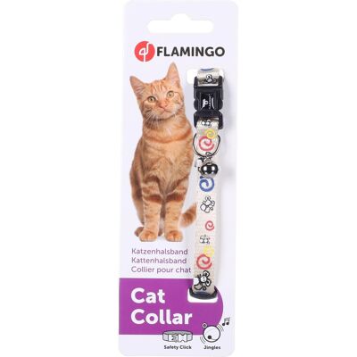 Flamingo Ziggi Egér Mintás Nyakörv Csengővel Macskáknak (20-35 cm, Fehér) Flamingo Ziggi Egér Mintás Nyakörv Csengővel Macskáknak (20-35 cm, Fehér)