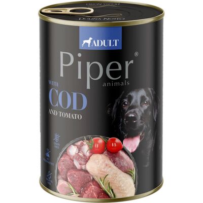 Piper Adult Gabonamentes Konzerv Kutyáknak (Tőkehal és Paradicsom) - 400 g Piper Adult Gabonamentes Konzerv Kutyáknak (Tőkehal és Paradicsom) - 400 g