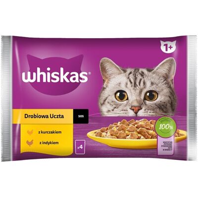 WHISKAS Adult tasak 85 g Poultry Feast nedves eledel felnőtt macskáknak mártással: csirke, pulyka WHISKAS Adult tasak 85 g Poultry Feast nedves eledel felnőtt macskáknak mártással: csirke, pulyka