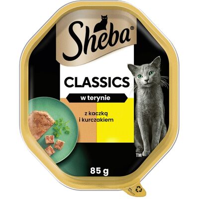 SHEBA Classics 85 g nedves teljes értékű eledel felnőtt macskáknak kacsával és csirkével terrine-ben SHEBA Classics 85 g nedves teljes értékű eledel felnőtt macskáknak kacsával és csirkével terrine-ben