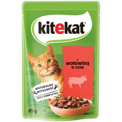 KITEKAT Marhahús mártásban 85 g felnőtt macskák számára KITEKAT Marhahús mártásban 85 g felnőtt macskák számára