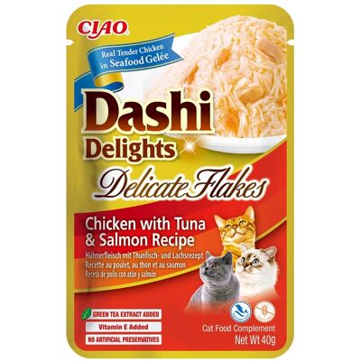 Dashi Delights Csirke tonhal és lazac - Finom pelyhek 40g Dashi Delights Csirke tonhal és lazac - Finom pelyhek 40g