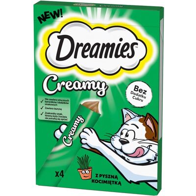 DREAMIES Creamy kiegészítő eledel ízletes macskamentával macskáknak 4x10 g DREAMIES Creamy kiegészítő eledel ízletes macskamentával macskáknak 4x10 g